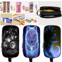 Animal 3D Wolf Pencil Case Cosmetic Case Kids Pen Bag Children Double Layer Pencil Bag Stationery Pencil Pouch School Supplies ELEGANT