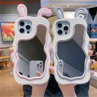 เคสซิลิโคน3D กระจกรูปกระต่ายสำหรับ Iphone 14 13 Pro 12 11 X XR XSMax 7 8 Plus หรูหราคุณภาพสูงกระจกแต่งหน้าผู้หญิง