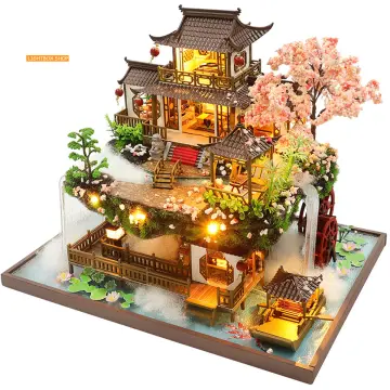 Bán Mô hình nhà gỗ DIY Nhà búp bê Mèo Hồng  Báo Giá Rẻ 149000