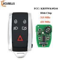 5 Button Remote Key Fob Keyless Entry FSK315MHz 433.93MHz PCF7953A for JAGUAR XF XFR XK XKR 2009-2013 KR55WK45694,KR55WK49244