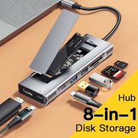 HUB USB 8-IN-1 dengan fungsi penyimpanan Disk PD100W USB C ke HDMI stasiun Dok HUB SSD M.2 untuk Macbook Pro Air M1 M2