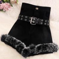 Autumn winter fur shorts women High-waisted shorts all-match boots wide leg shorts