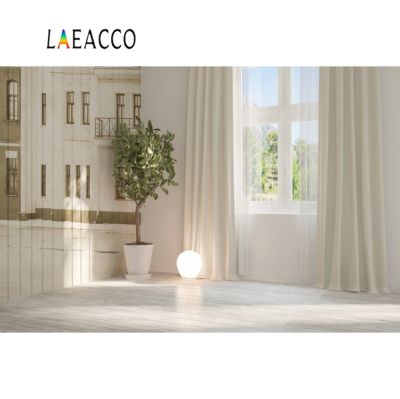 【Worth-Buy】 Laeacco หน้าต่างบ้านภาพจิตรกรรมฝาผนังไม้ผ้าม่านที่ยาวถึงพื้นผนังเด็กภายในฉากพื้นหลังพื้นหลังภาพถ่ายสำหรับสตูดิโอถ่ายภาพ