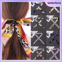 BETTERFORM 2Pcs แฟชั่น ที่คาดผม ข้อมือ/เอว ผ้าพันคอไหมขนาดเล็ก ริบบิ้นหูหิ้วกระเป๋าถือ ผ้าพันคอคอ ผ้าพันคอริบบิ้นตกแต่ง