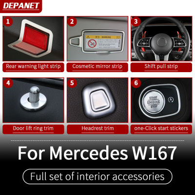 Silver interior trim for Mercedes GLE W167 350 450 500e gls w167 450 500 550 x167 interior decoration accessories