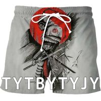 Japanese Samurai Tattoo 3D Print Mens Shorts Unisex Streetwear Elastic Waist Shorts Summer Beach Har 01