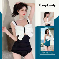 Honey Lovely ใหม่ชุดว่ายน้ำหญิงชิ้นเดียวชิ้นเดียวน่าระทึกใจว่ายน้ำมืออาชีพโบว์เปลือยน้ำพุร้อน2022 HON1024