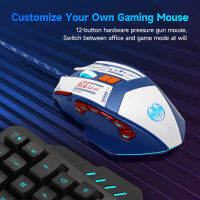 เมาส์คุณภาพสูง เมาส์เล่นเกมแบบมีสาย เจ็ดไฟล์,  RGB 12 คีย์ มาโครของเมาส์ mouse macro มาโครเมาส์ฮาร์ดแวร์ เป้าหมายอัตโนมัติ  Optical Macro Key RGB Gaming Mouse เมาส์เกมมิ่ง ออฟติคอล ตั้งมาโครคีย์ได้ ความแม่นยำสูงปรับ DPI 1000 - 10000 MMORPG FPS MoBA (สีดำ)