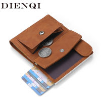 DIENQI Rfid Genuine Leather Men Wallets Card Holder Slim Thin Smart Magic Wallet Small Short Coin Purse Male 2021 Brown Vallet