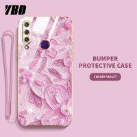 YBDเคสโทรศัพท์ดีไซน์ใหม่สำหรับ Huawei Y6 2019 Y6P 2020 Y7 2019 Y7 Prime 2019 ไพรม์เคสชุบสีน้ำมันเคสเคสแถมฟรีสายคล้องลายดอกไม้