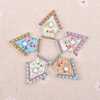 【YF】♠  Buttons Colorful mini house 2 Holes Sewing Scrapbooking Crafts 21x27mm 30pcs