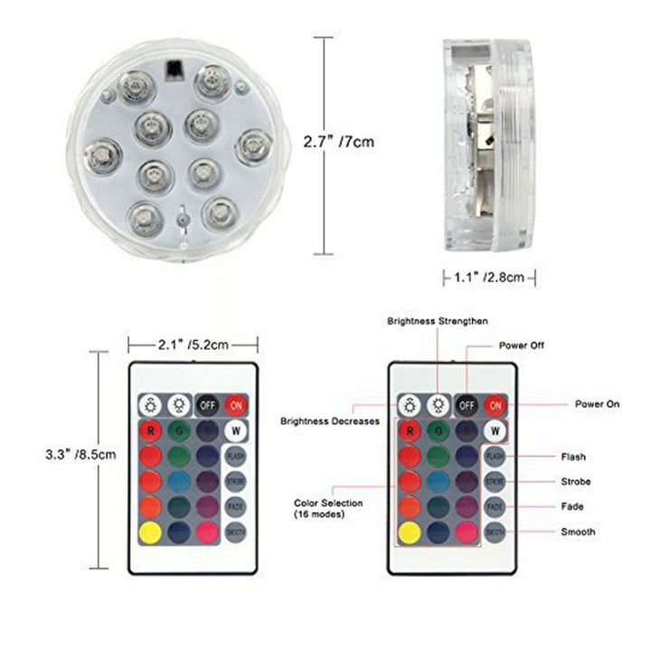 b-amp-bไฟติดใต้น้ำกันน้ำได้-ไฟled-10ดวงสำหรับติดใต้น้ำควบคุมระยะไกลไฟถังเก็บน้ำ