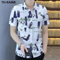 thin with short sleeve male of cultivate ones morality han edition mens popular logo handsome half business casual