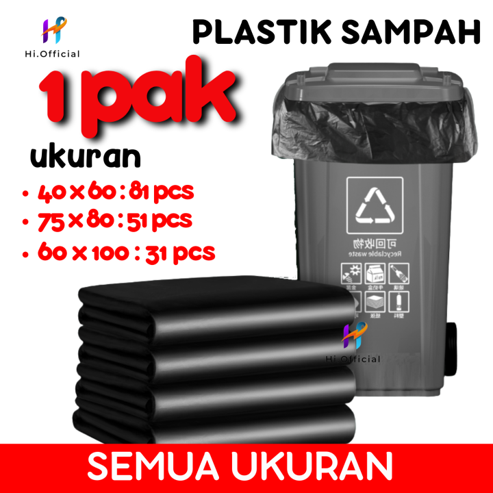 1 Pak Hd Plastik Sampah Hitam Kantong Sampah Hitam Ukuran 40x6075x8060x100 Trash Bag 6908
