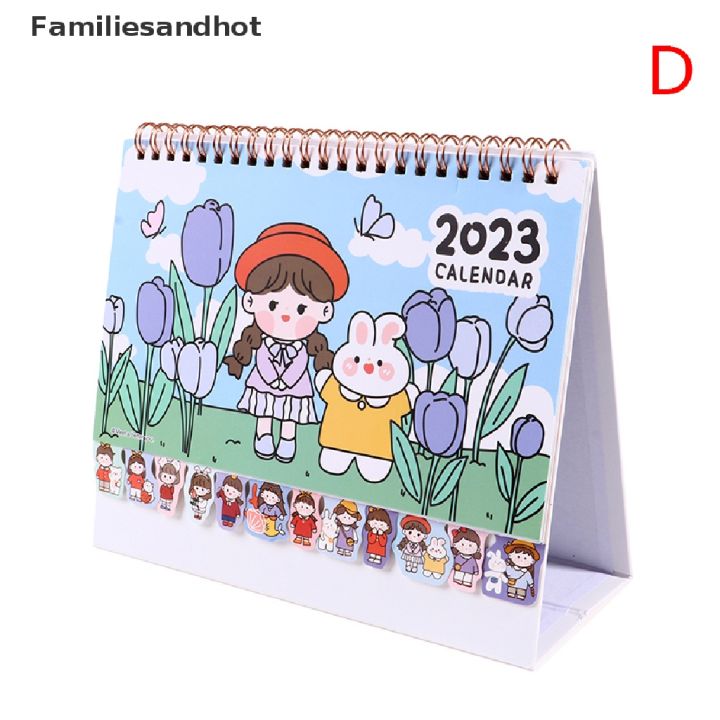 familiesandhot-2023-kawaii-ปฏิทินตั้งโต๊ะ-ขนาดเล็ก-เครื่องเขียนสํานักงาน-ปฏิทินตั้งโต๊ะ