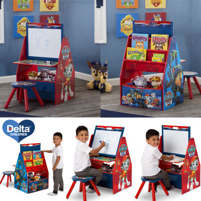 นำเข้า🇺🇸 โต๊ะทำการบ้าน ชั้นวาง 3 in 1 ลาย พาวแพทโทรล Nick Jr. PAW Patrol Deluxe Kids Art Table, Easel, Desk, Stool &amp; Toy Organizer by Delta Children ราคา 3,590 บาท
