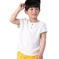 fashion solid linen pleated 1-6year children t-shirts summer baby girls boys t-shirts children clothes kids short sleeve tops