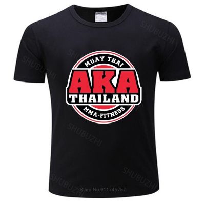 Funny Top Tees Mens Tshirt Mens หรูหราผ้าฝ้ายเสื้อยืด Aka Thailand Gym โลโก้มวยไทย Mma Kick Boxing ยูโรขนาด