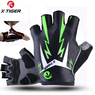 X-Tiger Cycling Gloves Mens MTB Road Gloves Reflective Mountain Bike Half Finger Gloves Bicycle Non-slip Sports Gloves