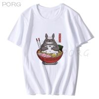 Japanese Anime T Shirt Men Women Cartoon Anime Spirit Away Kawaii Ramen Totoro Shirt 100% Cotton Gildan