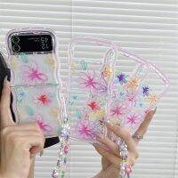 เคสโทรศัพท์สร้อยข้อมือลายดอกไม้สำหรับ Samsung Galaxy Z Z Flip 4 3 5 Z ฝาหลัง ZFlip5 Flip5ลอนนิ่มกันกระแทก