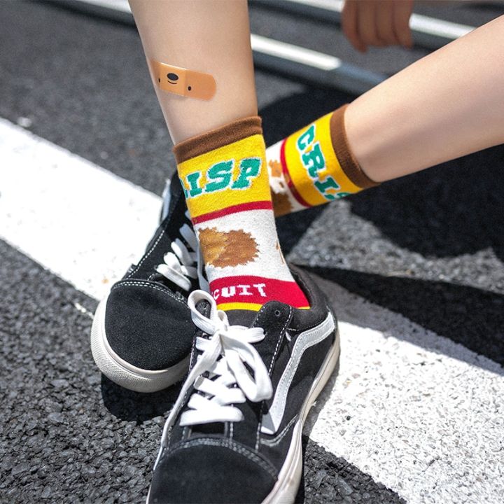 funny-women-skateboard-socks-cute-casual-cartoon-food-egg-cookie-donuts-fruits-banana-avocado-lemon-happy-harajuku-girls-sox