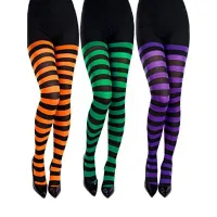 3 Pairs Halloween Striped Tights Striped Long Stocking Striped for Christmas Costume Supplies