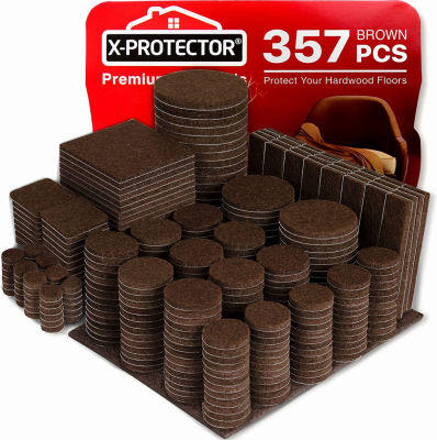 X-PROTECTOR 357 pcs Premium Huge Pack Felt Furniture Pads! Huge Quantity of Felt Pads Furniture Sliders with Many Big Sizes – Your Ideal Wood Floor Protectors. Protect Your Hardwood &amp; Laminate Floor!