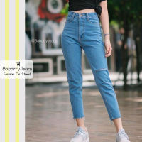 [พร้อมส่ง] BabarryJeans ยีนส์ทรงบอยเฟรน เอวสูง ขาดเข่า สียีนส์อ่อน