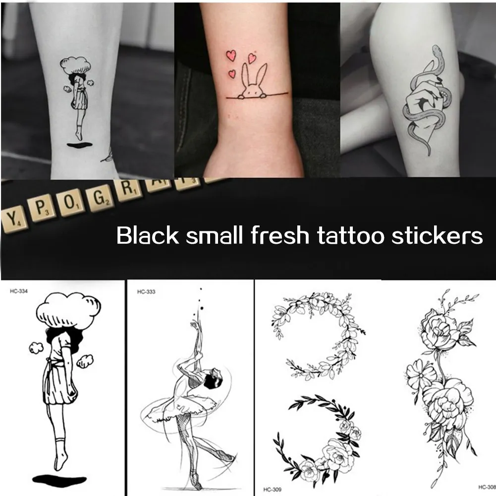 Waterproof Temporary Tattoo Sticker Black Rose Snake Sun Moon Design Body  Art Fake Tattoo Sticker for Woman Men | Lazada
