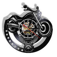 2021Motorcycle Vinyl Record Wall Clock Garage Unique Vintage Silent Quartz Watch Timepiece Man Cave Workshop Decor Motorbikers Gift