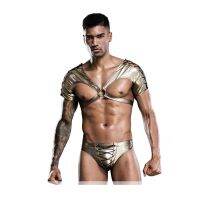 Stylish Mens Sexy Two Pieces Underwear Male Mature Hormone Lingerie Brief Night Club Fliter Knight Costumes