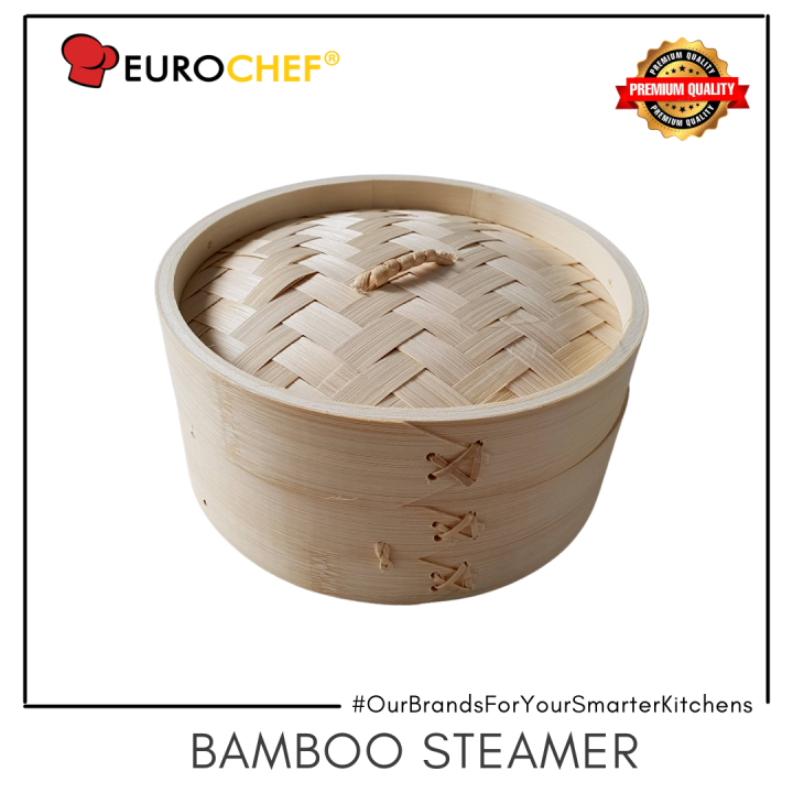 Eurochef 100 Natural Bamboo Dumpling Steamer 15cm Basket with Lid