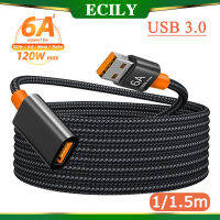 ECILY USB 1.5M 6A 3.0สายพ่วงตัวเมียไปยังตัวผู้การส่งข้อมูลความเร็วสูงสายต่อไฟสายสำหรับข้อมูลเครื่องพิมพ์ทีวีกล้อง