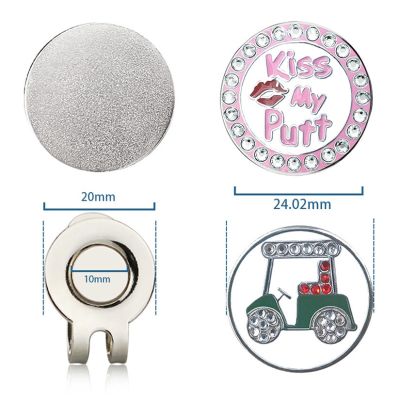 ：“{—— Golf Ball Marker For Women By Girls Golfer Gift With Magnetic Hat Clip Premium Gifts Crystal Diamonds Mark,Car And Kiss My Putt
