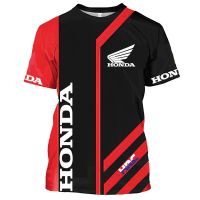 Honda HRC ผู้ชาย39; S And Women 39; S 3D พิมพ์ลายเสื้อยืดทรงโอเวอร์ไซส์มอเตอร์ไซค์แนวสตรีทแวร์แนวสปอร์ตเด็ก