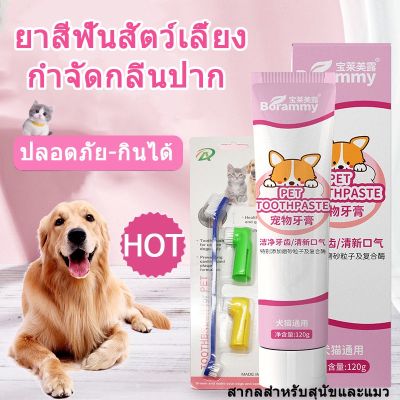 BHQ PET ยาสีฟันสำหรับสัตว์เลี้ยง 120g การดูแลช่องปากสัตว์เลี้ยง ยาสีฟันหมา ขจัดกลิ่นปากทาร์ทาร์ ชุดแปรงฟันสัตว์เลี้ยง