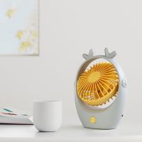 Cartoon mini cute student dormitory portable desktop usb rechargeable mute small fan office strong wind 【BYUE】