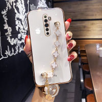 Maitus เคสสำหรับ OPPO Reno2 / Reno2 F/ Reno2 Z/Reno3มีสี่สร้อยข้อมือโคลเวอร์6D หรูหรากรอบสี่เหลี่ยมแวววาวกรอบด้านหลังเป็นป้องกันซิลิโคนเคสมือถือ