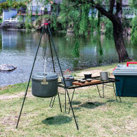 Camping Tripod for Fire Hanging Pot Outdoor Campfire Cookware Picnic Cooking Pot Grill Aluminum Alloy Hanging Cooking Pot