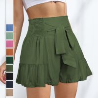 Solid Color Skirt Womens 2023 Summer New Straps Ruffle High Waist Wide Leg Shorts Beach Casual Comfortable Loose Short Skirt