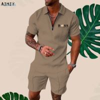 【CC】☒  Mens Tracksuit Set Streetwear 3d Digital Printing Short Sleeve Polo Shirt   Shorts Sportswear Men‘S Clothing