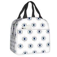 ✺ Blue Turkish Evil Eye Insulated Lunch Bag for Camping Travel Nazar Amulet Boho Leakproof Cooler Thermal Lunch Box Women Children