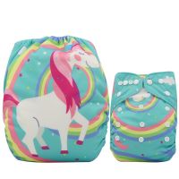 Baby Diapers Reusable Nappies 2023 Brand Suede Pocket Cloth Diaper Unicorn Print Washable Diapers Adjustable Baby Diaper Cover Cloth Diapers