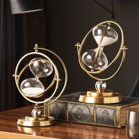 European Rotating Globe Hourglass Ornaments Sand Clock Sandglass Timer Luxury Home Decoration Office Bookshelf Decor Accessories