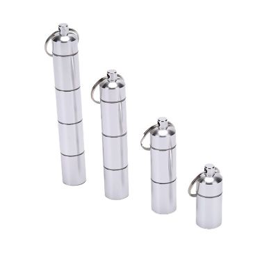 Detachable Outdoor Pocket Pill Holder Container Capsule Shape Aluminum Pill Case Pill Box Keychain Medicine Box 4 Sizes Medicine  First Aid Storage