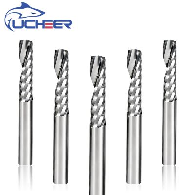 UCHEER 1pc 3.175mm single flute end mill for wood processing CNC Cutters Carbide Tools Milling Cutter for MDF Plywood