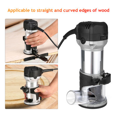 220V 2000W Handheld Wood Router 6 Variable Speed Electric Hand Trimmer with 6.35mm/ 8mm Replaceable Collets Laminate Palm Router Woodworking Tool Kit for Trimming Slotting Engraving