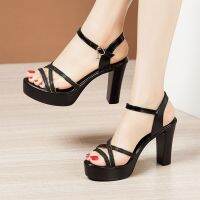 10 cm high-heeled sandals model female during summer new cheongsam sandals waterproof thick bottom big yards open-toed sandals