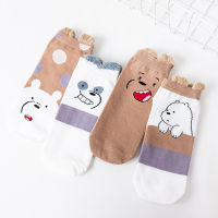 Street Fashion Unisex Cute Cartoon Bare Bears Ankle Sock Summer Breathable Cotton Short Socks